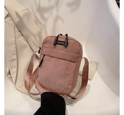 Applique Corduroy Crossbody Bag