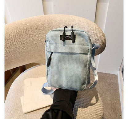 Applique Corduroy Crossbody Bag