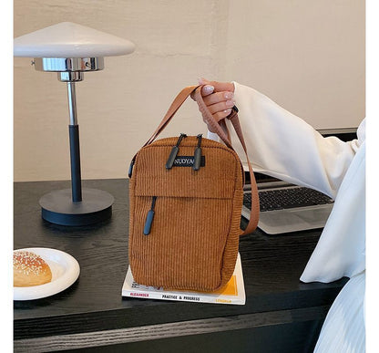 Applique Corduroy Crossbody Bag