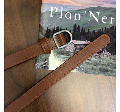 Plain Faux Leather Thin Belt