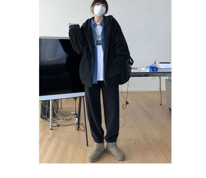 Plain Zip Oversized Hoodie