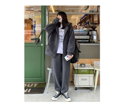 Plain Zip Oversized Hoodie