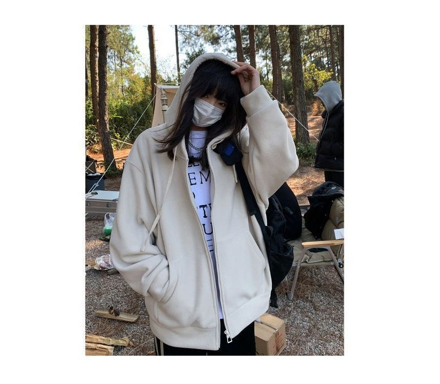 Plain Zip Oversized Hoodie