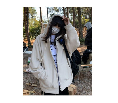 Plain Zip Oversized Hoodie
