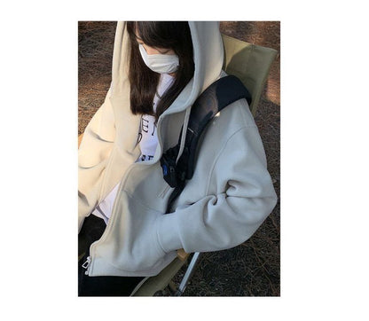 Plain Zip Oversized Hoodie