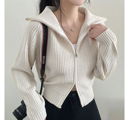 Cardigan uni zippé