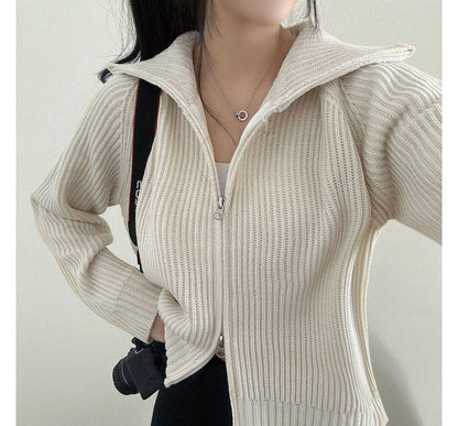 Cardigan uni zippé