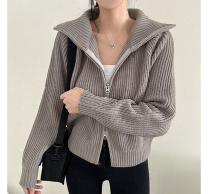 Cardigan uni zippé