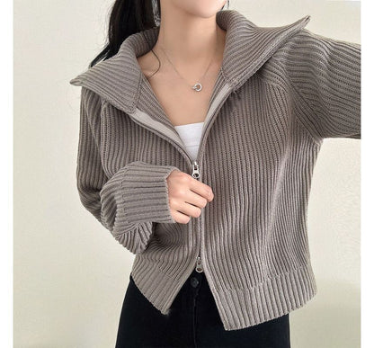 Cardigan uni zippé