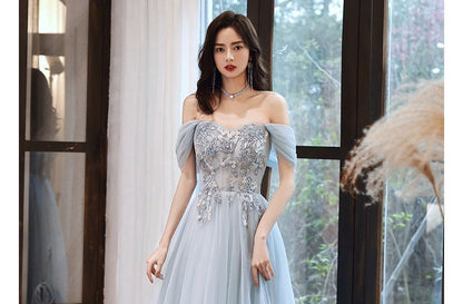 Strapless Sequined A-Line Evening Gown