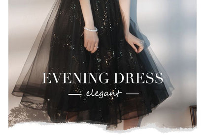 Puff-Sleeve Square-Neck Sequined A-Line Cocktail Dress (Various Designs)