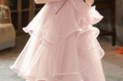 Off-Shoulder Sequined Ruffled A-Line Layered Evening Gown