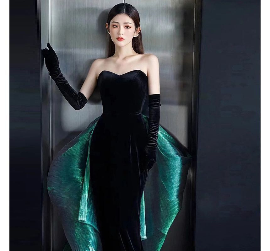Strapless Bow Back Mermaid Evening Gown