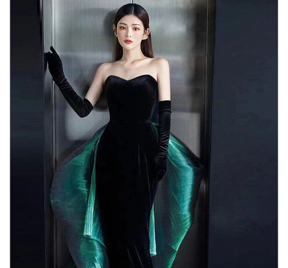 Strapless Bow Back Mermaid Evening Gown