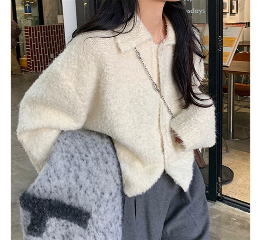 Collar Plain Cardigan