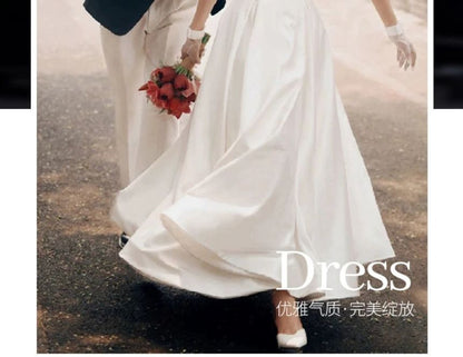 Spaghetti Strap Plain Wedding Gown