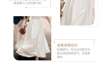 Spaghetti Strap Plain Wedding Gown