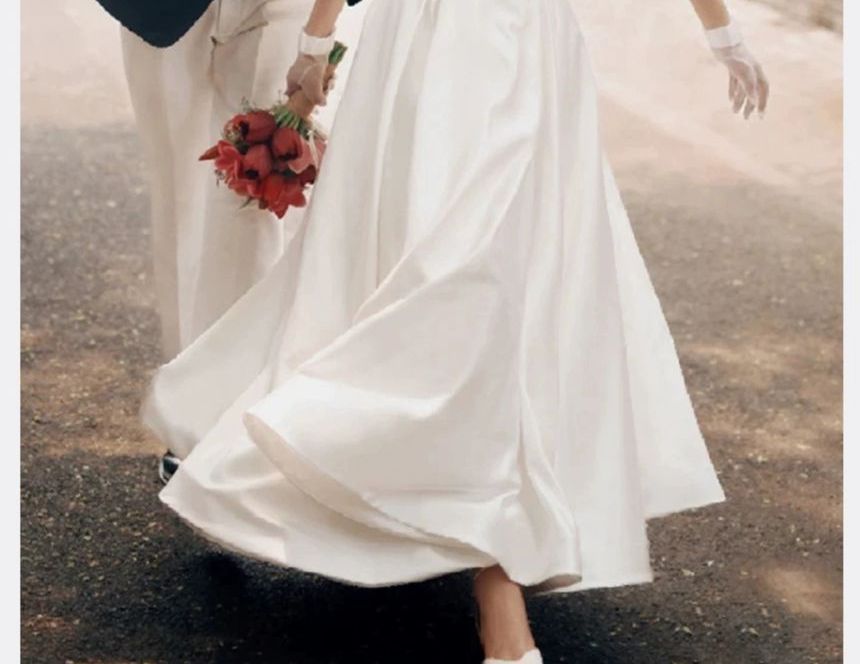 Spaghetti Strap Plain Wedding Gown