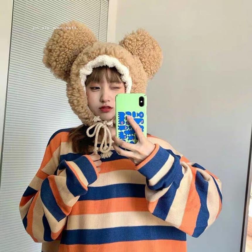 Bear Ear Fluffy Trapper Hat