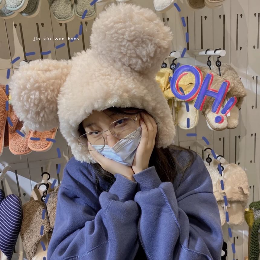 Bear Ear Fluffy Trapper Hat