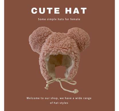 Bear Ear Fluffy Trapper Hat