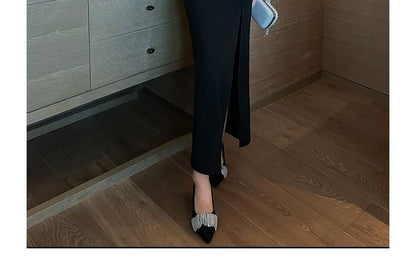 One Shoulder Cap Sleeve Ruffle Slit Sheath Maxi