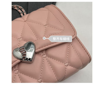 Heart Buckled Quilted Flap Crossbody Bag (Various Designs)