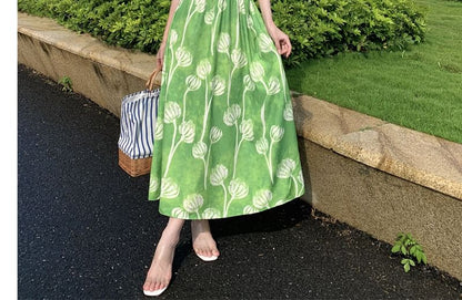 Spaghetti Strap Floral Print Midi Sundress