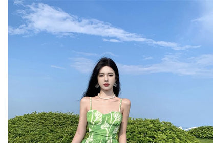 Spaghetti Strap Floral Print Midi Sundress