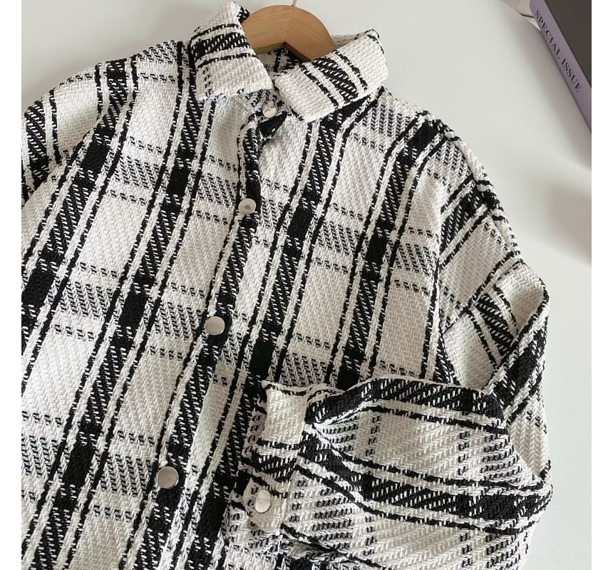 Plaid Button-Up Shirt Jacket