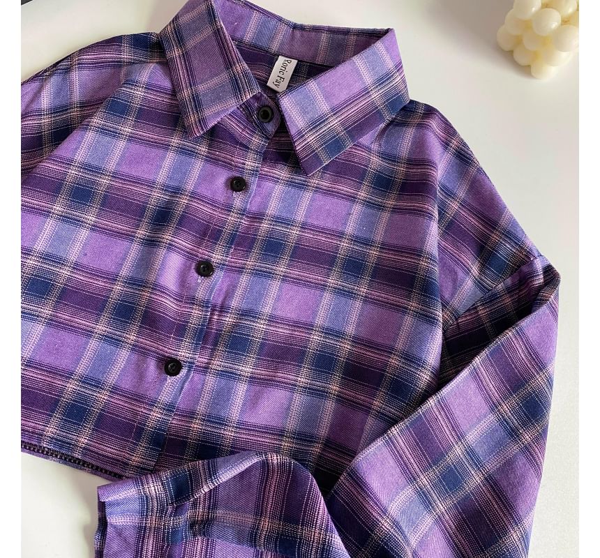 Plaid Button-Up Shirt