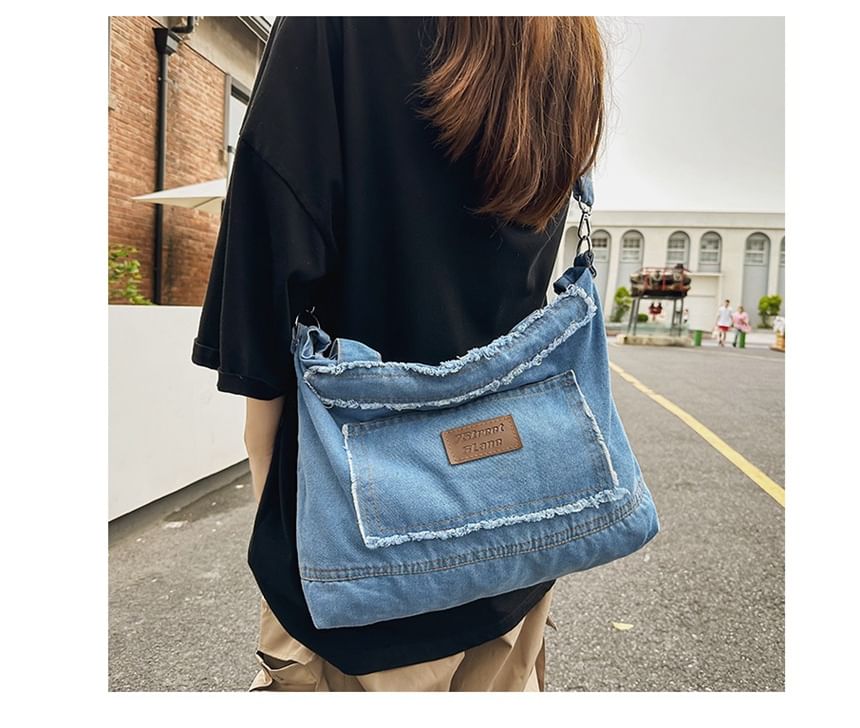 Sac bandoulière en jean avec appliques