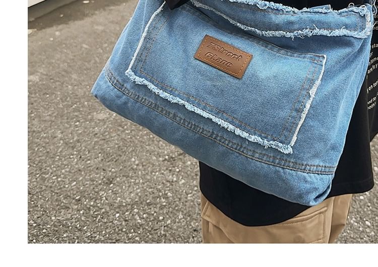 Sac bandoulière en jean avec appliques