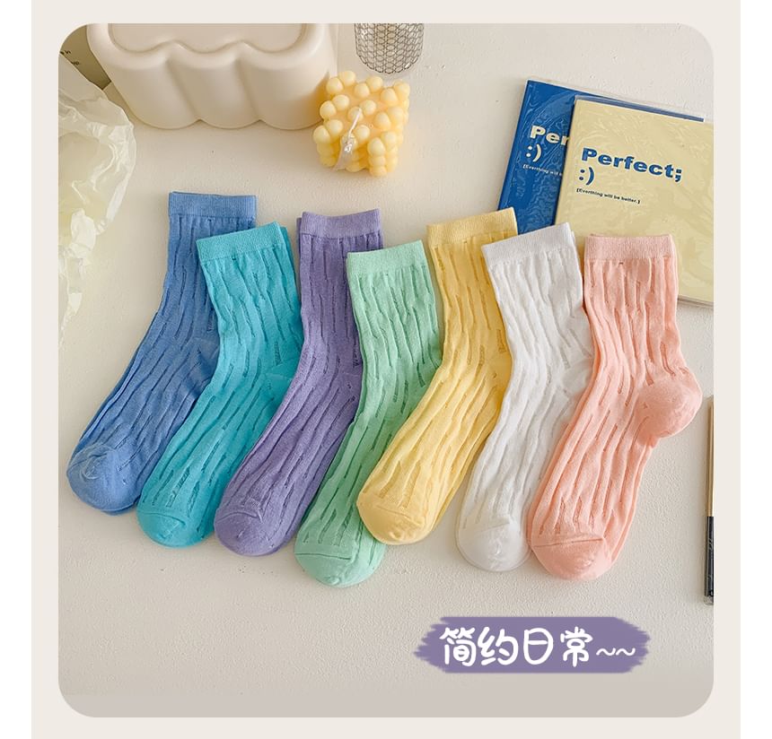 Plain Mesh Panel Socks Set