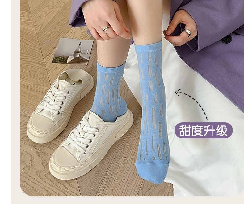 Plain Mesh Panel Socks Set