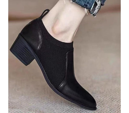 Pointed Chunky Heel Ankle Boots