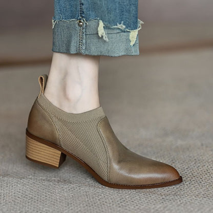 Pointed Chunky Heel Ankle Boots