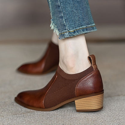 Pointed Chunky Heel Ankle Boots