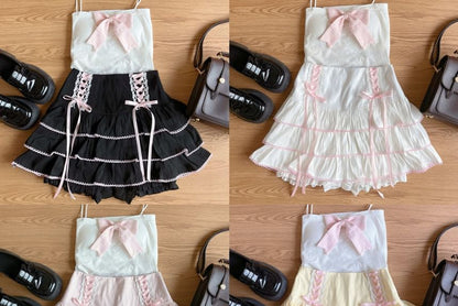 High Rise Plain Mini Tiered Skirt