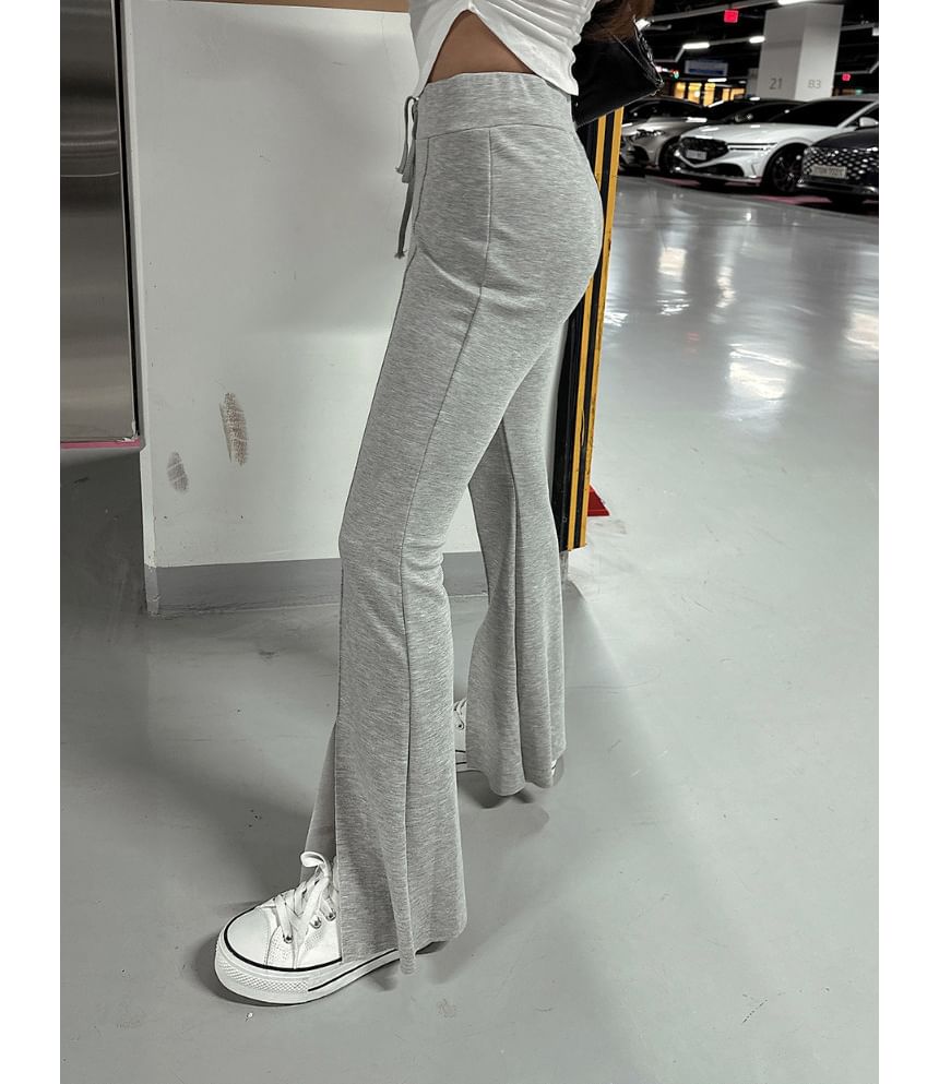 High Rise Plain Slim-Fit Boot-Cut Slit Pants