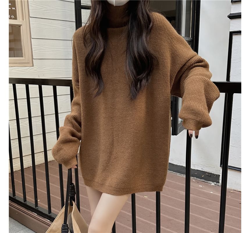 Turtleneck Plain Oversized Sweater