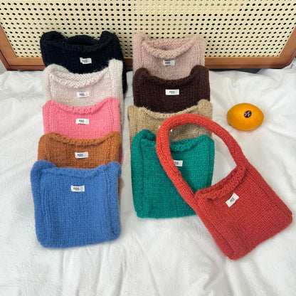 Plain Label Applique Knit Shoulder Bag