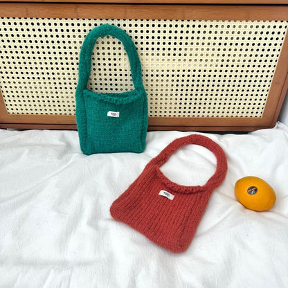 Plain Label Applique Knit Shoulder Bag