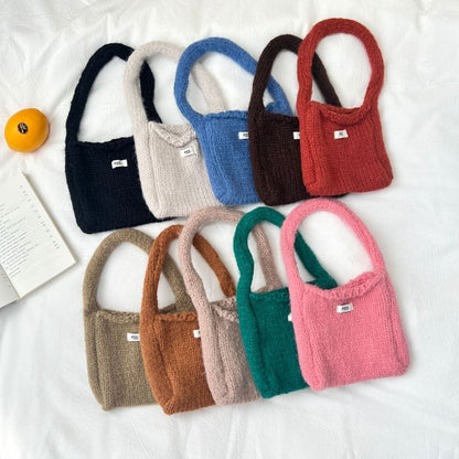 Plain Label Applique Knit Shoulder Bag