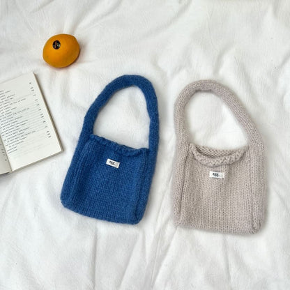 Plain Label Applique Knit Shoulder Bag