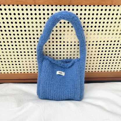 Plain Label Applique Knit Shoulder Bag