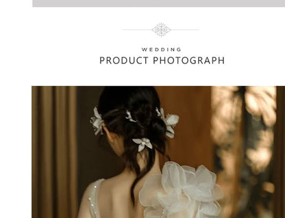 Spaghetti Strap Plain Flower Detail Mesh A-Line Wedding Gown