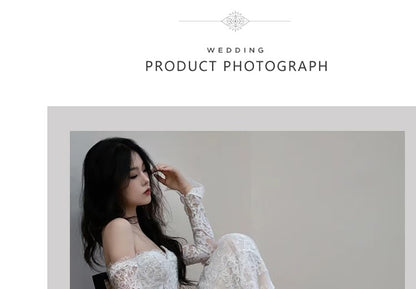 Long-Sleeve Off Shoulder Plain Lace Mermaid Wedding Gown