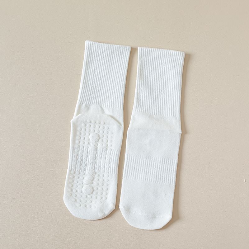 Plain Ribbed Anti-Slip Socks