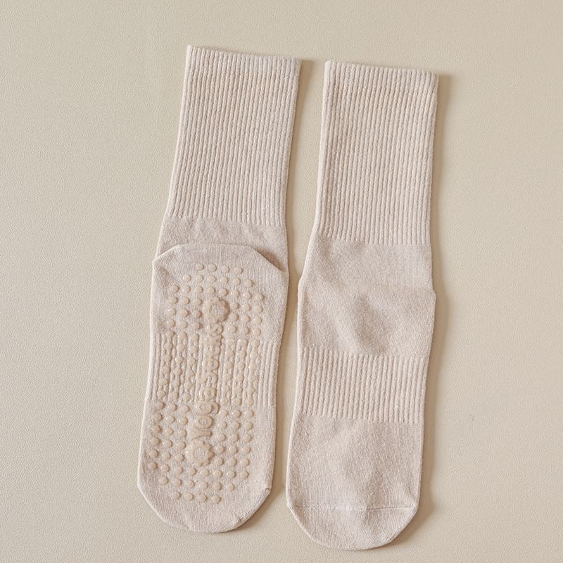 Plain Ribbed Anti-Slip Socks